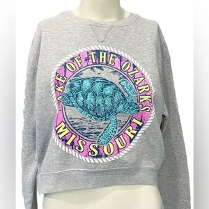 Exist Crop Pullover Womens M Gray Lake Of The Ozark’s Missouri Turtle Sweatshirt